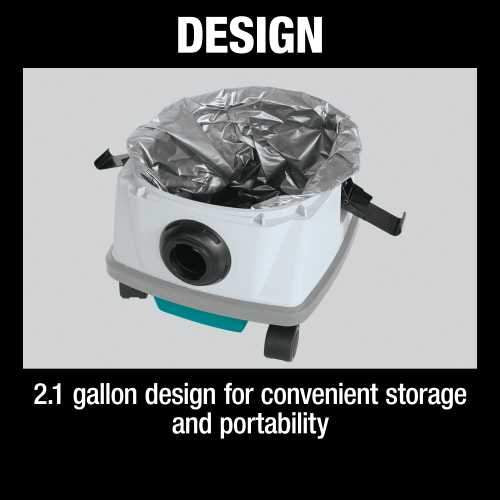 Makita XCV21PTX 36V (18V X2) LXT® Brushless 2.1 Gallon HEPA Filter Dry Dust Extractor Kit (5.0Ah)