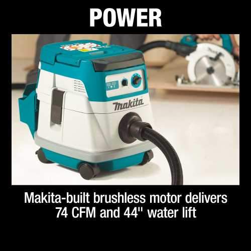Makita XCV21ZX 36V (18V X2) LXT® Brushless 2.1 Gallon HEPA Filter Dry Dust Extractor, Tool Only