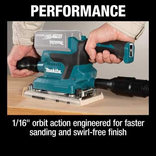 Makita XOB03Z 18V LXT® Lithium‑Ion Brushless Cordless 1/3 Sheet Finishing Sander, AWS® Capable, Tool Only