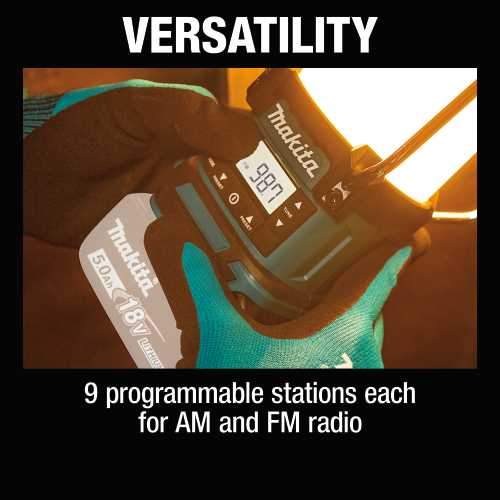 Makita XRM12 18V LXT® Lithium‑Ion Cordless Lantern with Radio, Tool Only