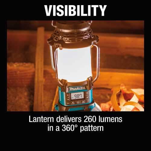 Makita XRM12 18V LXT® Lithium‑Ion Cordless Lantern with Radio, Tool Only