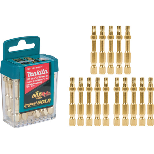 Makita B-60545 Impact GOLD® T25 Torx® 2″ Power Bit, 15/pk
