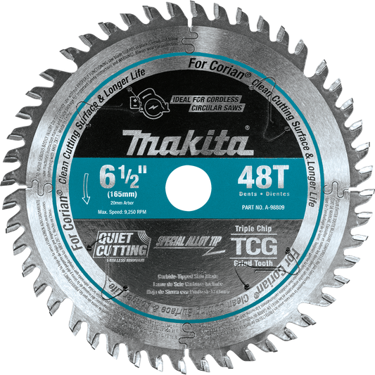 Makita A-98809 6‑1/2" 48T Carbide‑Tipped Cordless Plunge Saw Blade