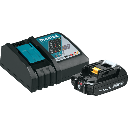 Makita BL1820BDC1 18V LXT® Lithium‑Ion Compact Battery and Rapid Charger Starter Pack (2.0Ah)