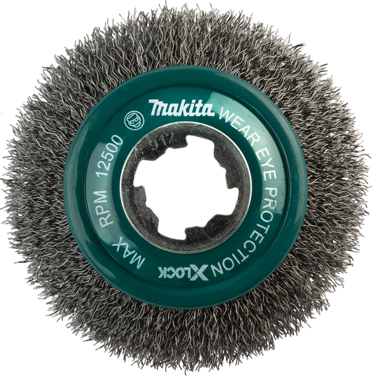 Makita D-73190 X‑LOCK 4" Carbon Steel Crimped Wire Bevel Brush