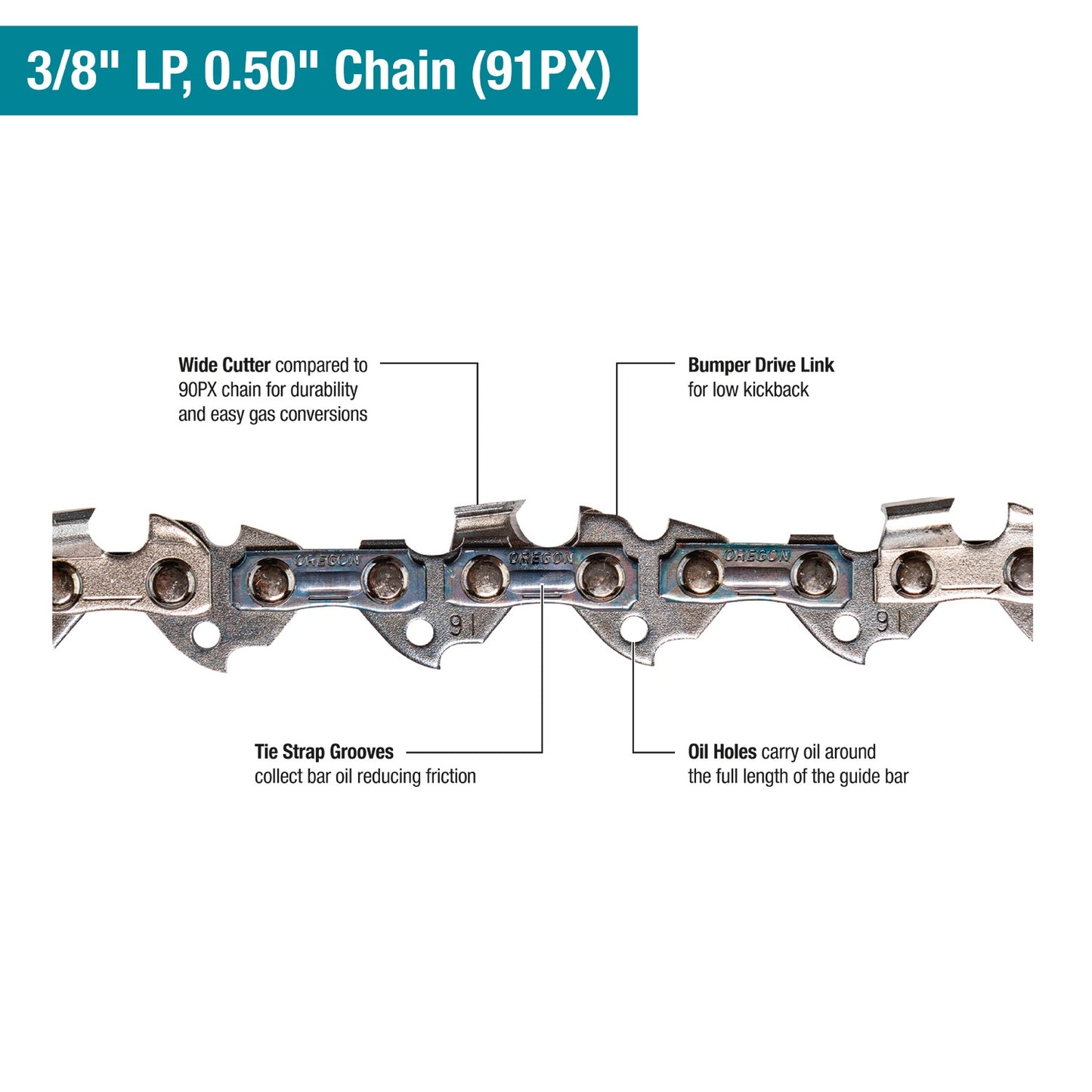 Makita E-00256 16" Saw Chain, 3/8" LP, .050"