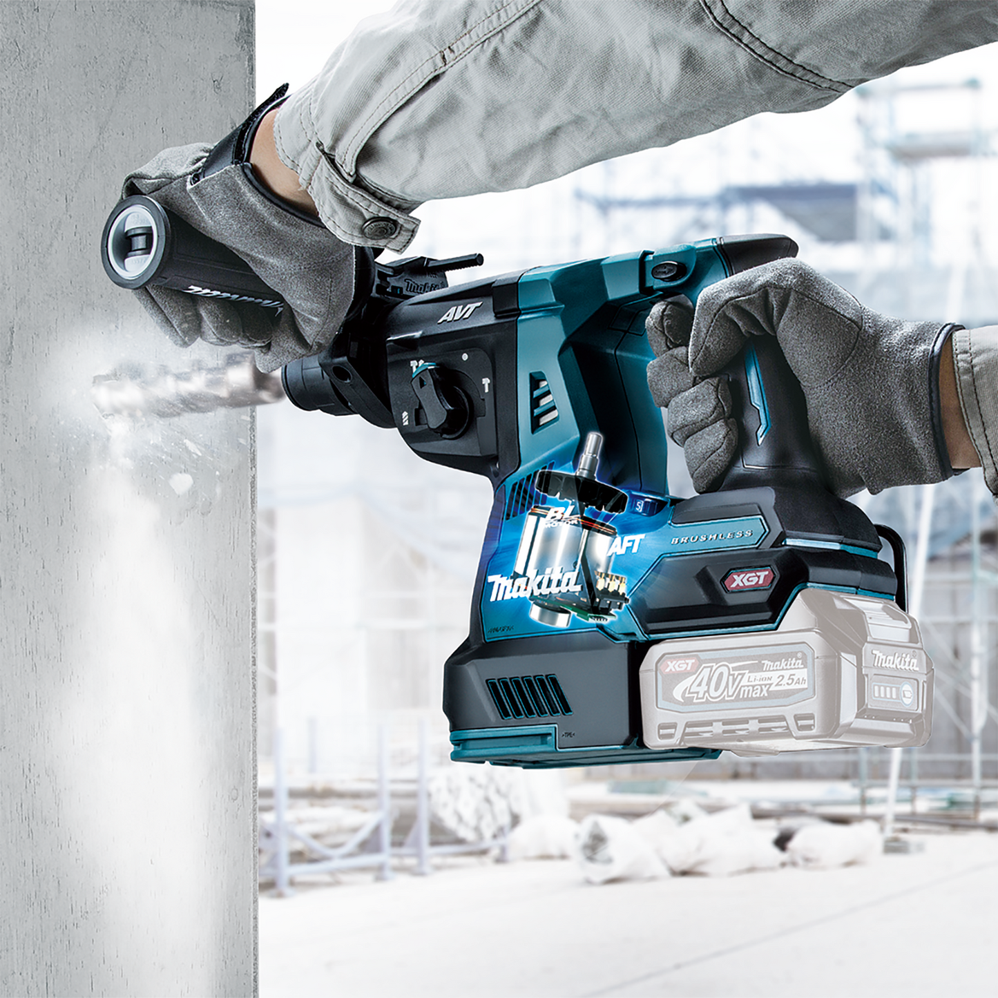 Makita GRH01Z 40V max XGT® Brushless Cordless 1‑1/8" SDS‑PLUS AVT® Rotary Hammer, AFT®, AWS® Capable, Tool Only