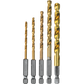 Makita D-35318 5 Pc. Titanium Coated Drill Bit Set, 1/4" Hex Shank