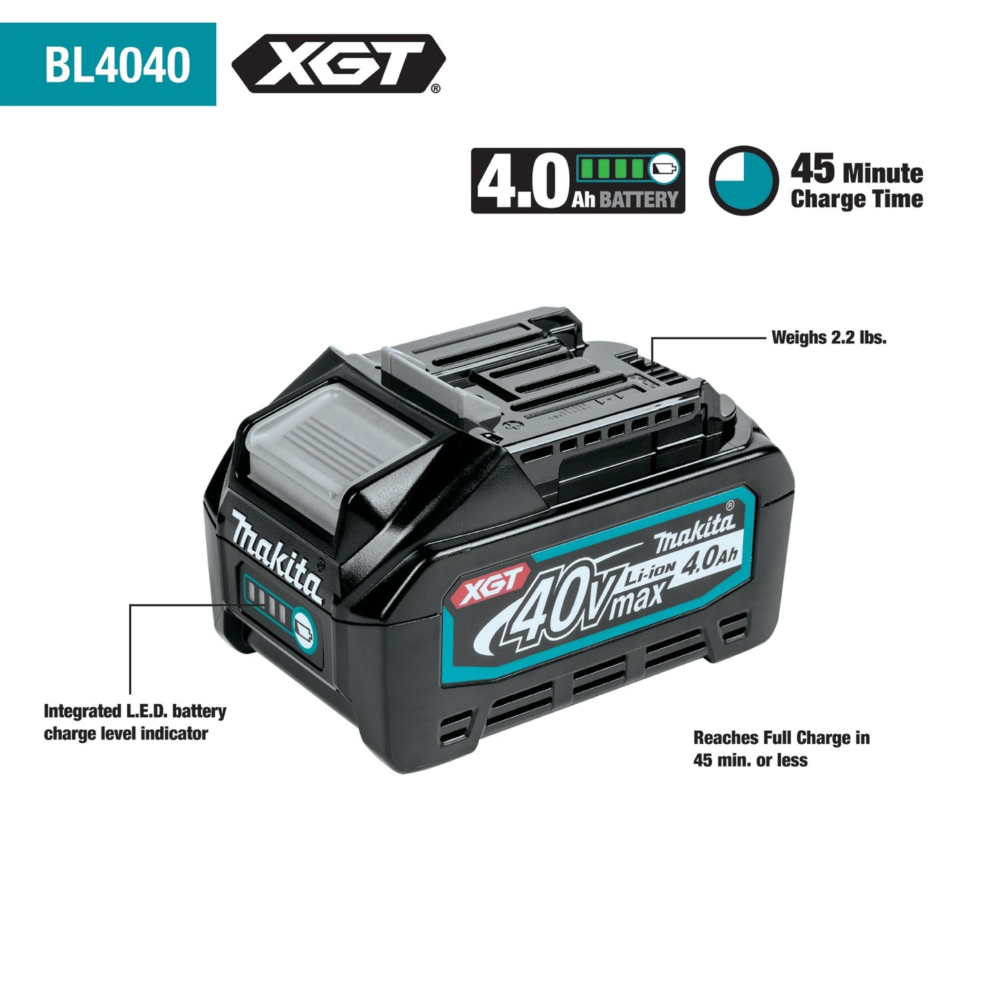 Makita BL4040 40V max XGT® 4.0Ah Battery