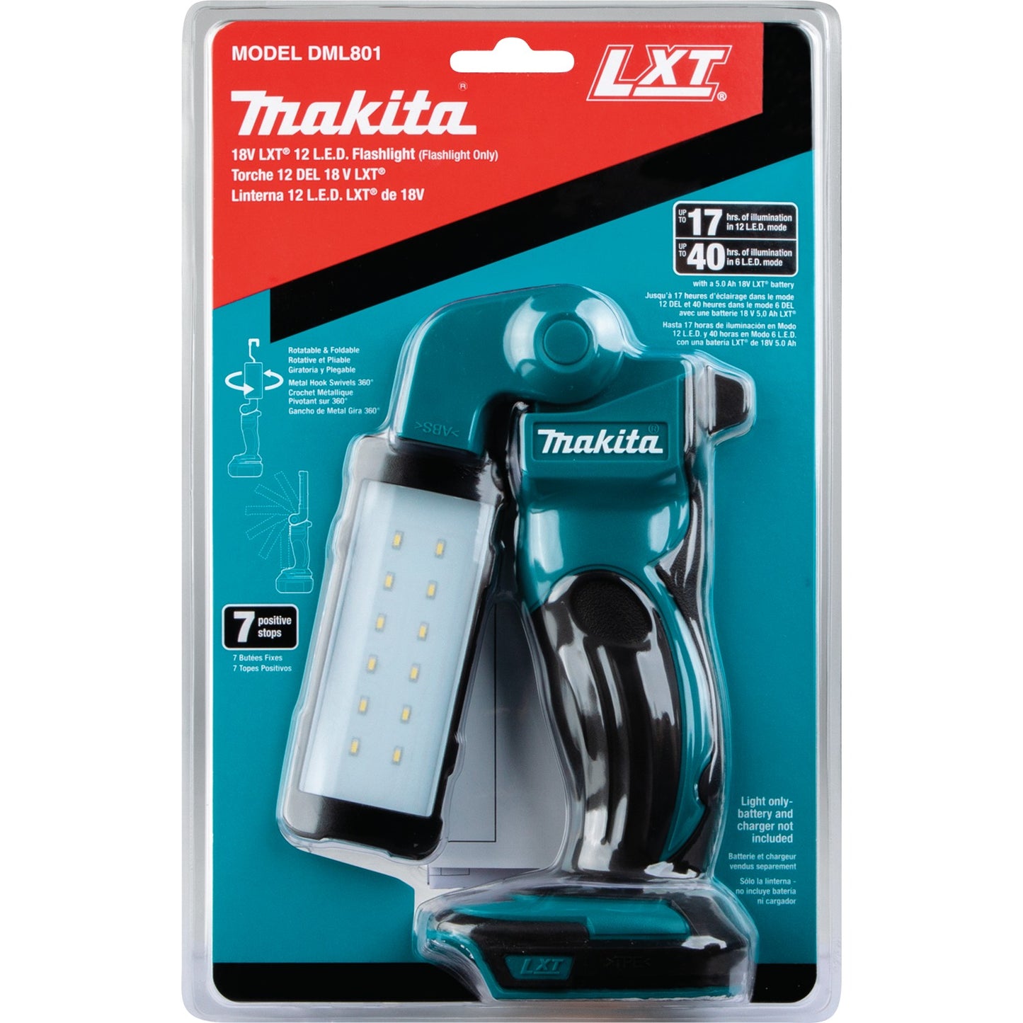 Makita DML801 18V LXT® Lithium‑Ion Cordless 12 L.E.D. Flashlight, Flashlight Only