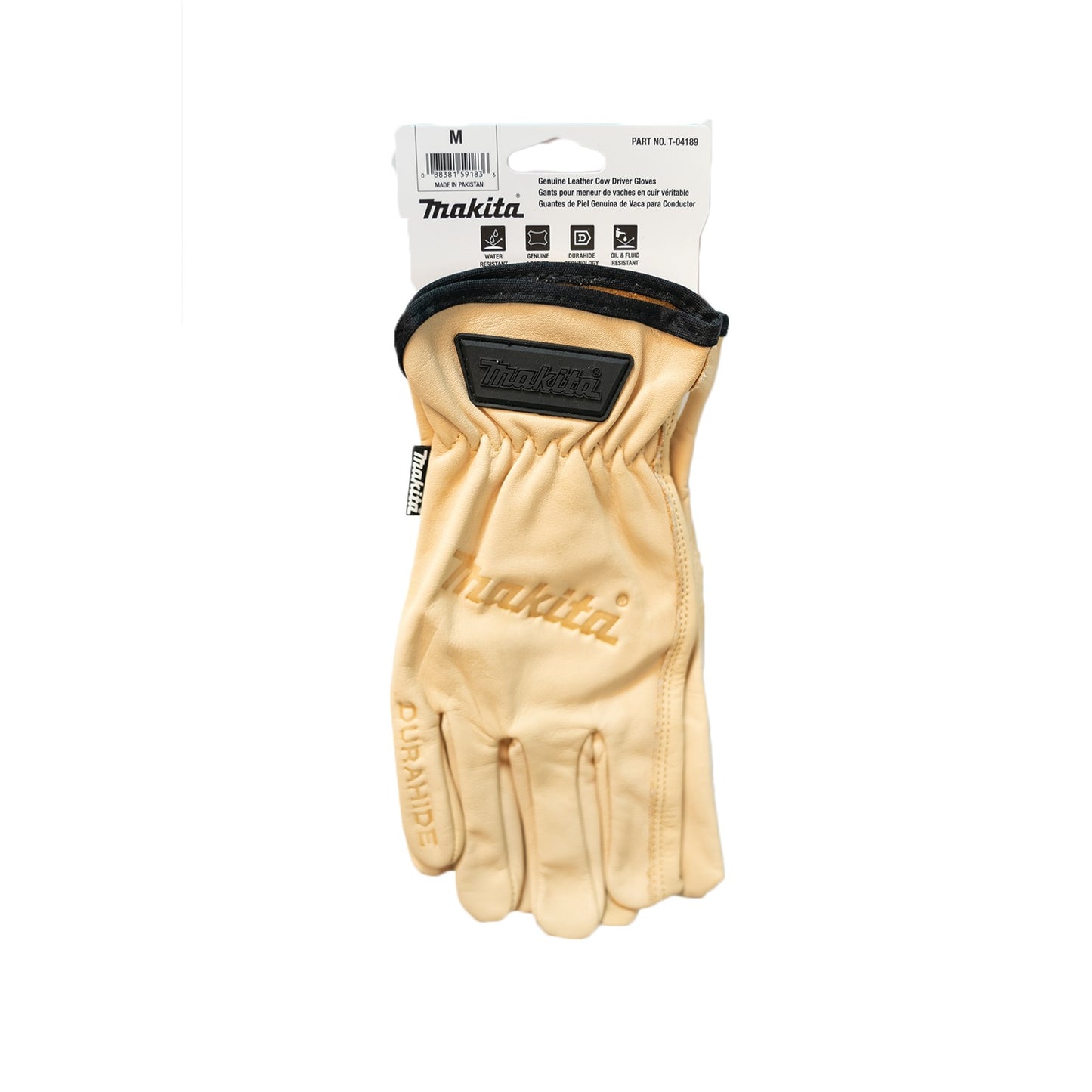 Makita T-04189 100% Genuine Leather Cow Driver Gloves (Medium)