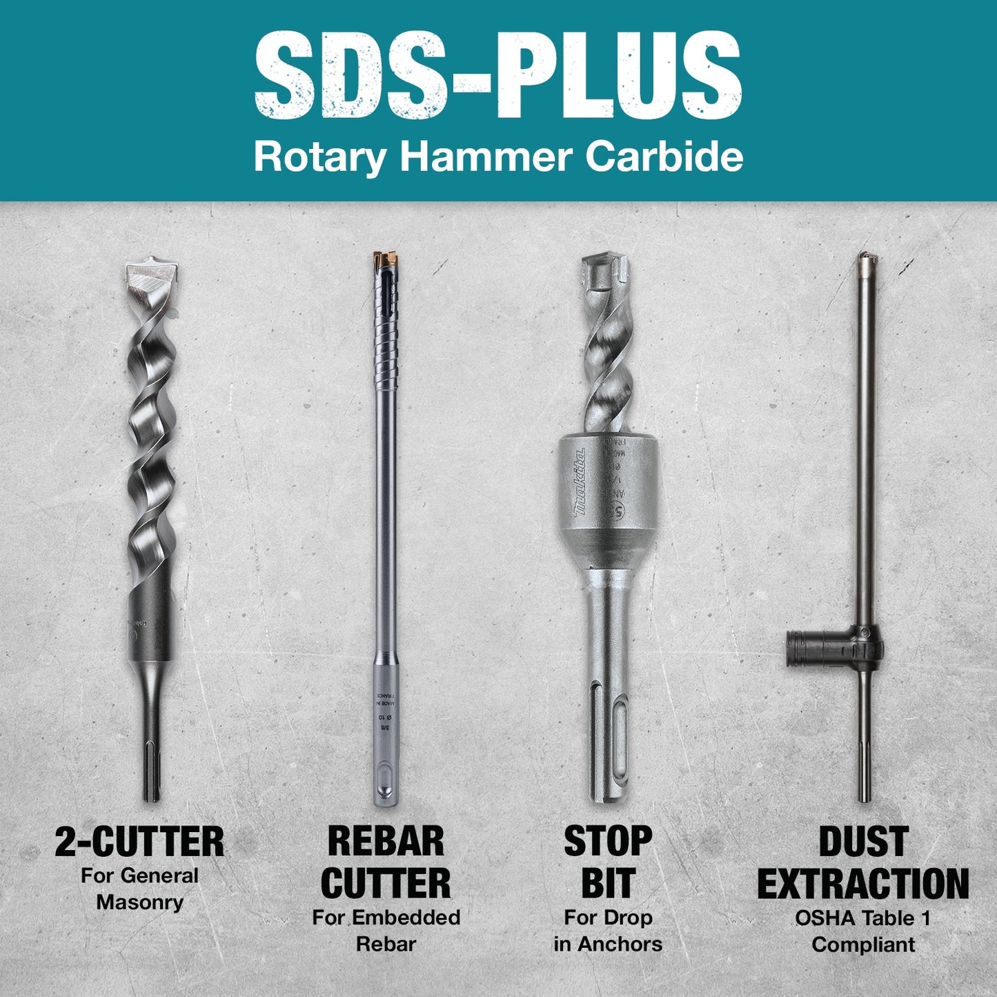 Makita B-61248 5/16" x 6" SDS‑PLUS Bit, 3‑Cutter, 10/pk