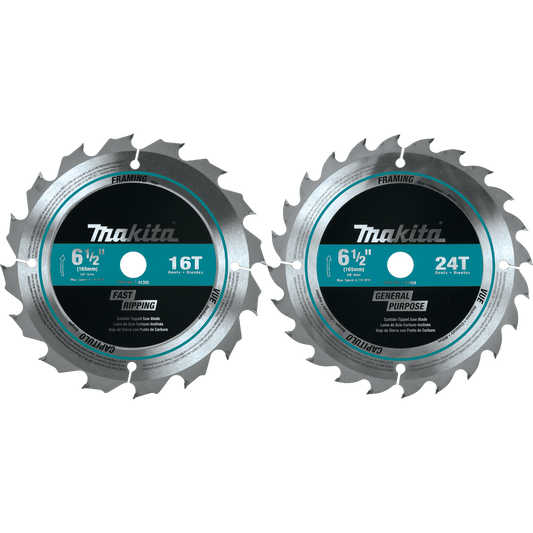 Makita T-01426 2 Pc. 6‑1/2" Carbide‑Tipped Circular Saw Blade Set