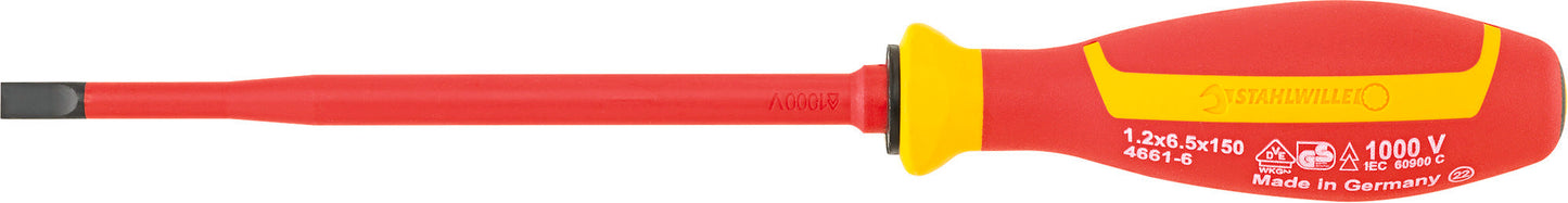 Stahlwille 46613065 4661 VDE 6 SCHLITZSCHRAUBENDREHER 6,5 Vde Slotted Screwdriver Drall+