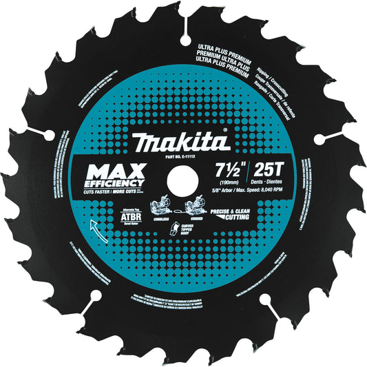 Makita E-11112 7‑1/2" 25T Carbide‑Tipped Max Efficiency Miter Saw Blade