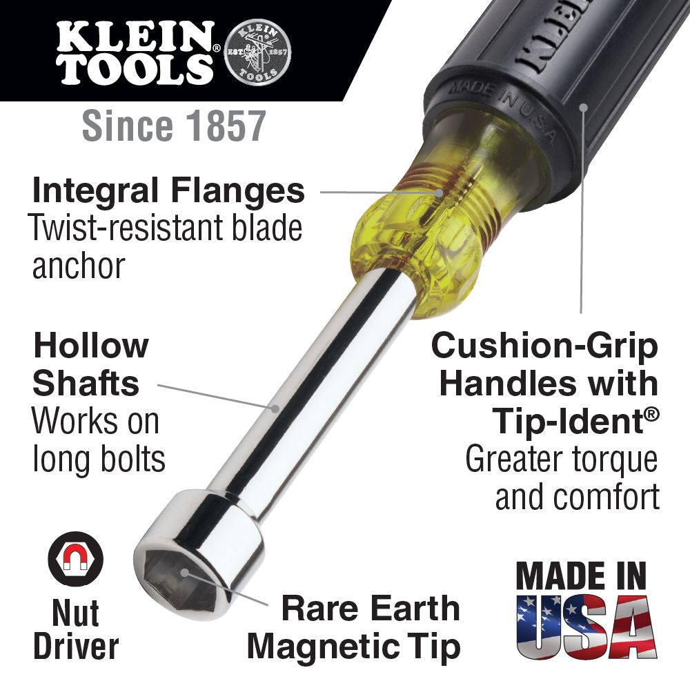 Klein Tools 646-1/4M 1/4'' Magnetic Tip Nut Driver 6'' Shaft