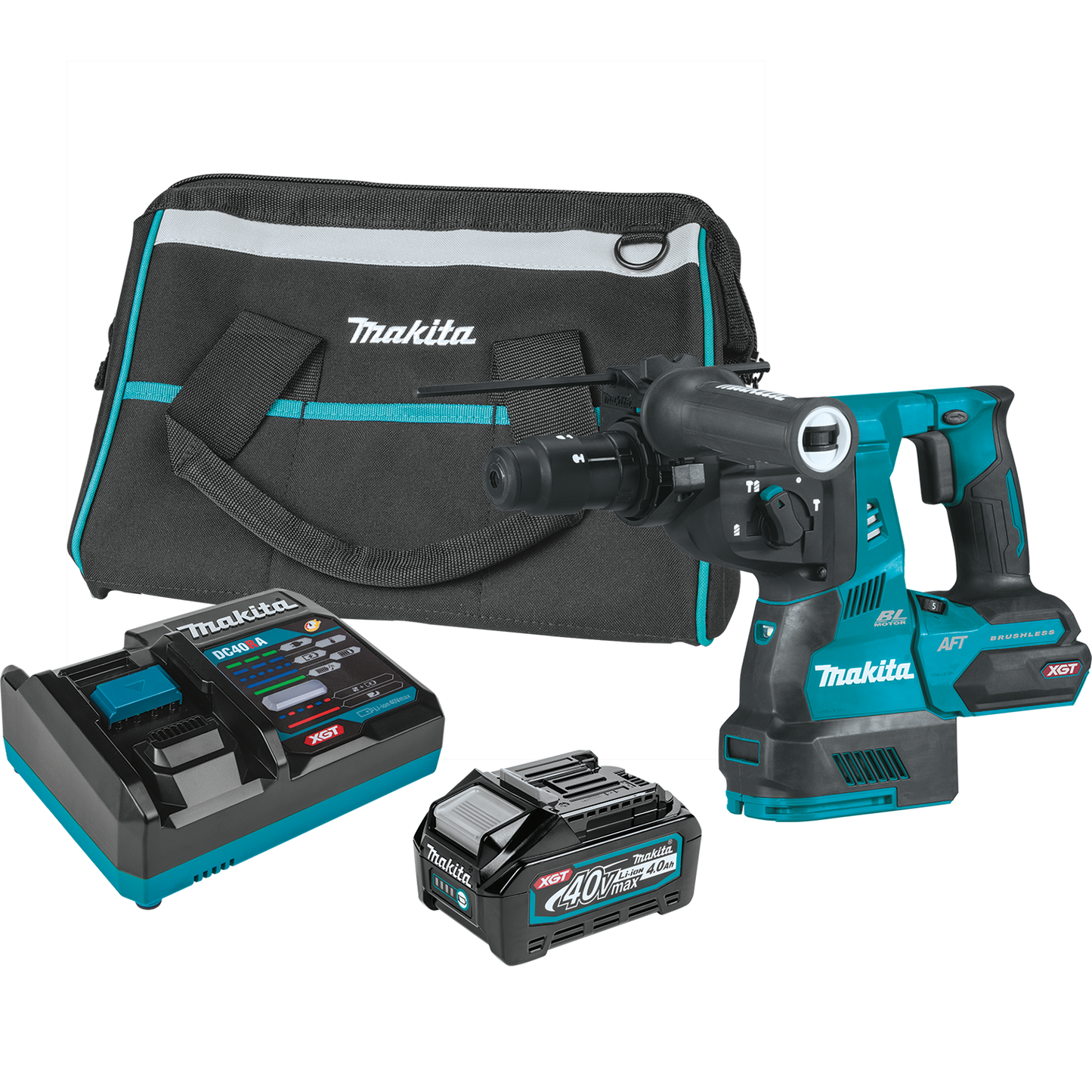 Makita GRH02M1 40V max XGT® Brushless Cordless 1‑1/8" SDS‑PLUS AVT® Rotary Hammer Kit, with Interchangeable Chuck, AWS® Capable (4.0Ah)