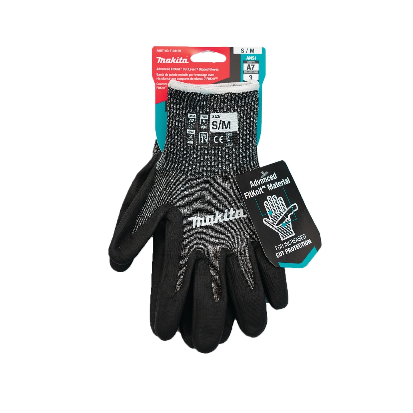 Makita T-04139 Advanced FitKnit™ Cut Level 7 Nitrile Coated Dipped Gloves (Small/Medium)