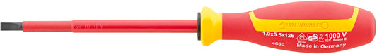 Stahlwille 46603055 4660 VDE 5 1,0X 5,5X125 VDE SCHLITZSCHRAUBENDREHER MIT DRALL-GRIFF Vde Electrician'S Slotted Screwdriver Drall+