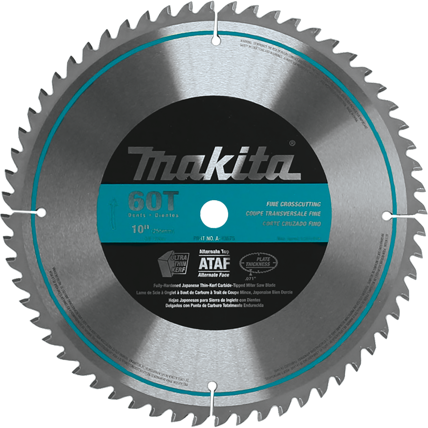 Makita A-93675 10" 60T Micro‑Polished Miter Saw Blade