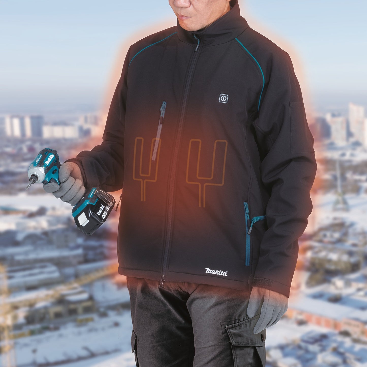 Makita DCJ205Z2XL 18V LXT® Lithium‑Ion Cordless Heated Jacket, Jacket Only (Black, 2XL)