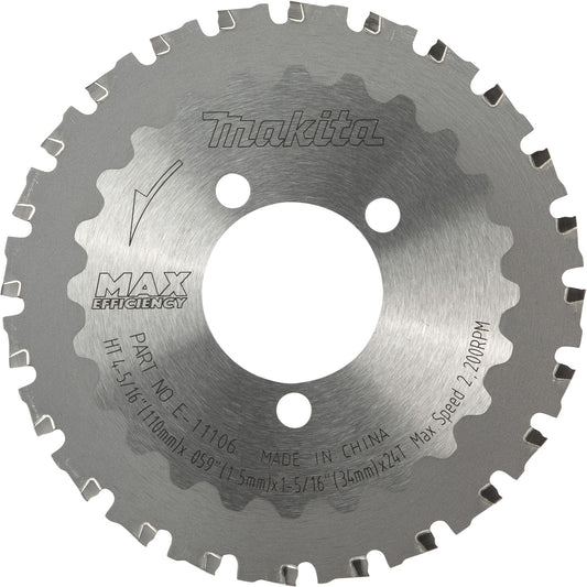 Makita E-11106 4‑5/16" 24T Max Efficiency CERMET‑Tipped Cutter Blade, Rebar and Steel Rods