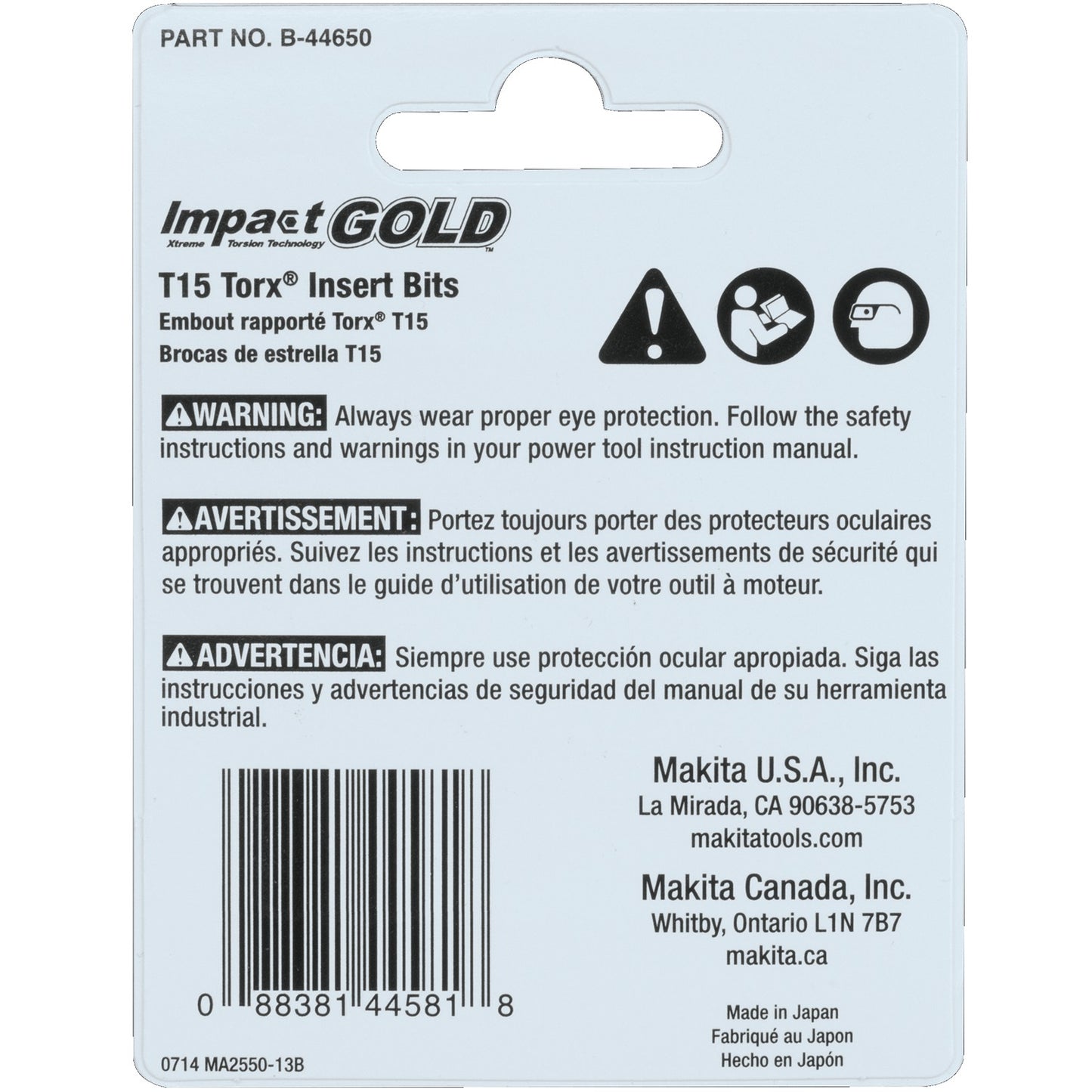 Makita B-44650 Impact GOLD® #15 Torx Insert Bit, 2/pk
