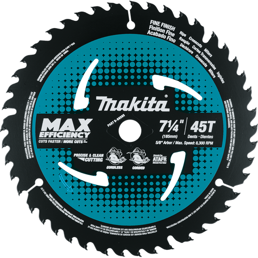 Makita B-68585 7‑1/4" 45T Carbide‑Tipped Max Efficiency Saw Blade, Fine Crosscutting