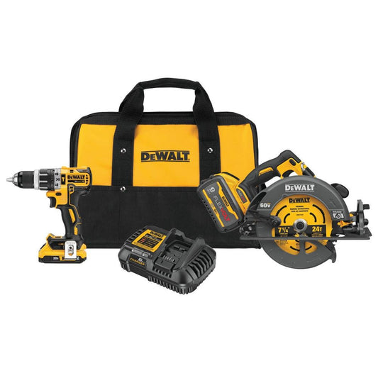 Dewalt DCK293D1X1 60V Max* Xr® Cordless Circular Saw And 20V Max* Xr® Cordless Hammer Drill/Driver Combo Kit