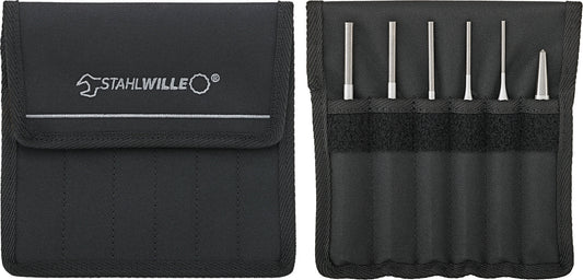 Stahlwille 96700710 105-108/6T SATZ SPLINTTREIBER, KOERNER IN TEXTILTASCHE 6TLG. Pin Punch And Center Punch Set