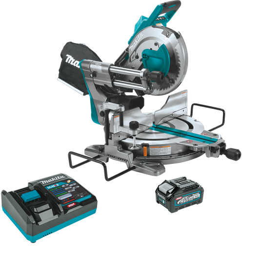 Makita GSL03M1 40V max XGT® Brushless Cordless 10" Dual‑Bevel Sliding Compound Miter Saw Kit, AWS® Capable (4.0Ah)