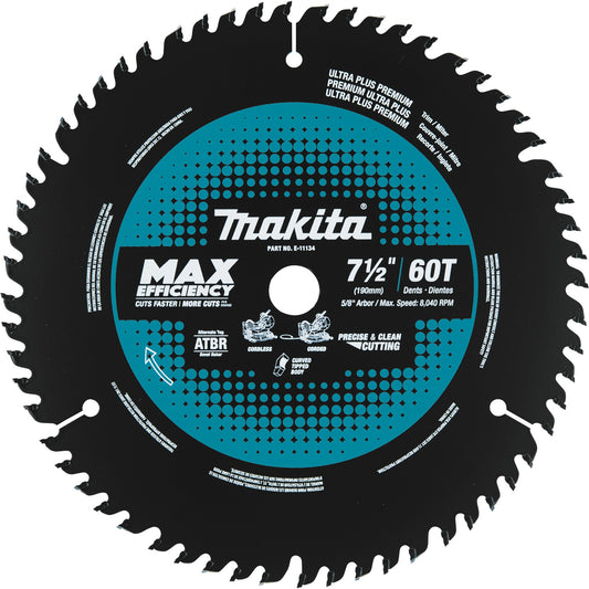 Makita E-11134 7‑1/2" 60T Carbide‑Tipped Max Efficiency Miter Saw Blade