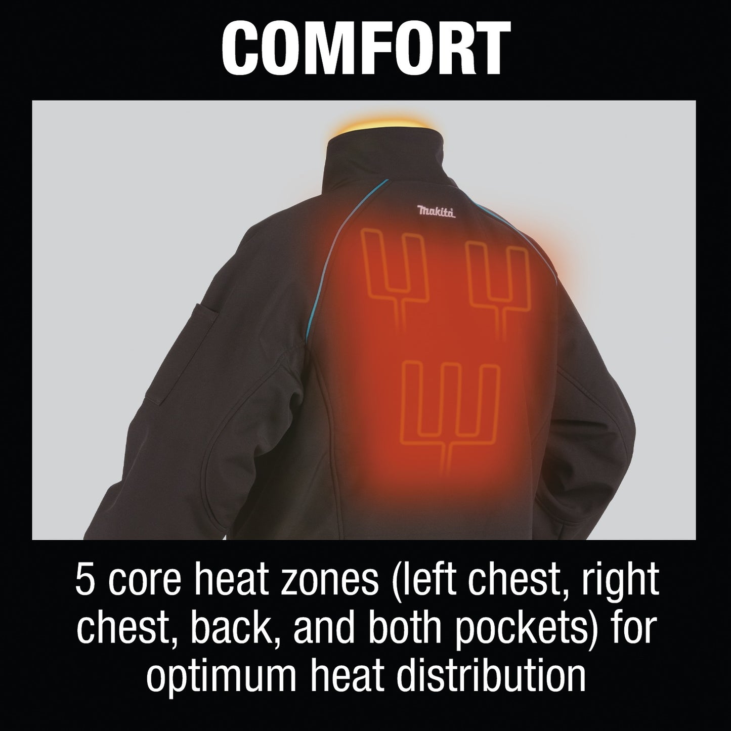 Makita DCJ205Z2XL 18V LXT® Lithium‑Ion Cordless Heated Jacket, Jacket Only (Black, 2XL)