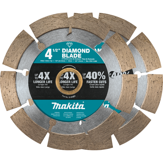 Makita B-69602 4‑1/2" Diamond Blade, Segmented, General Purpose, 2/pk