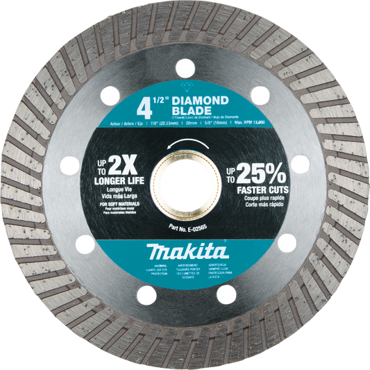 Makita E-02565 4‑1/2" Diamond Blade, Turbo, Soft Material