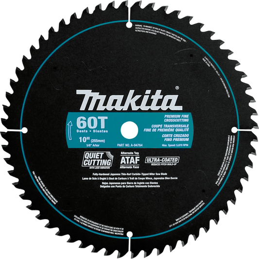 Makita A-94764 10" 60T Ultra‑Coated Miter Saw Blade