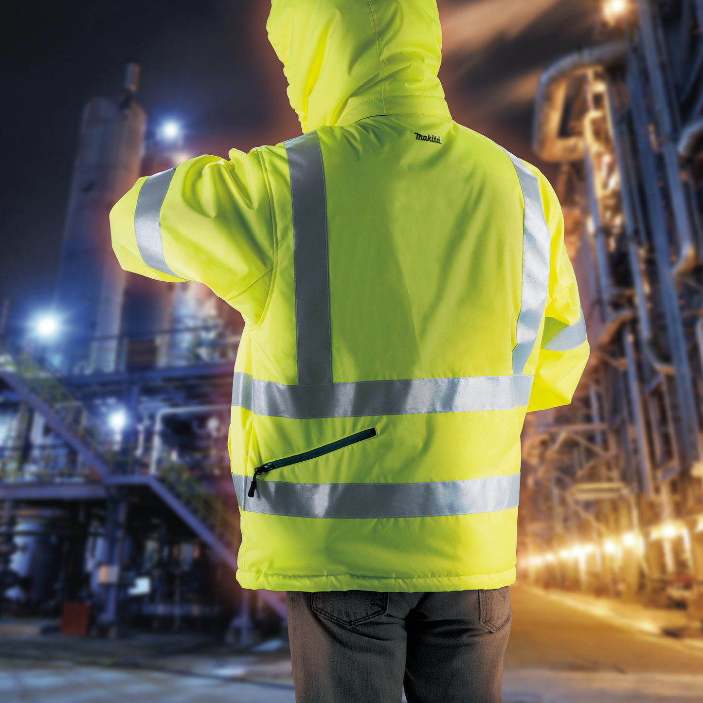 Makita DCJ206ZL 18V LXT® Lithium‑Ion Cordless High Visibility Heated Jacket, Jacket Only (L)