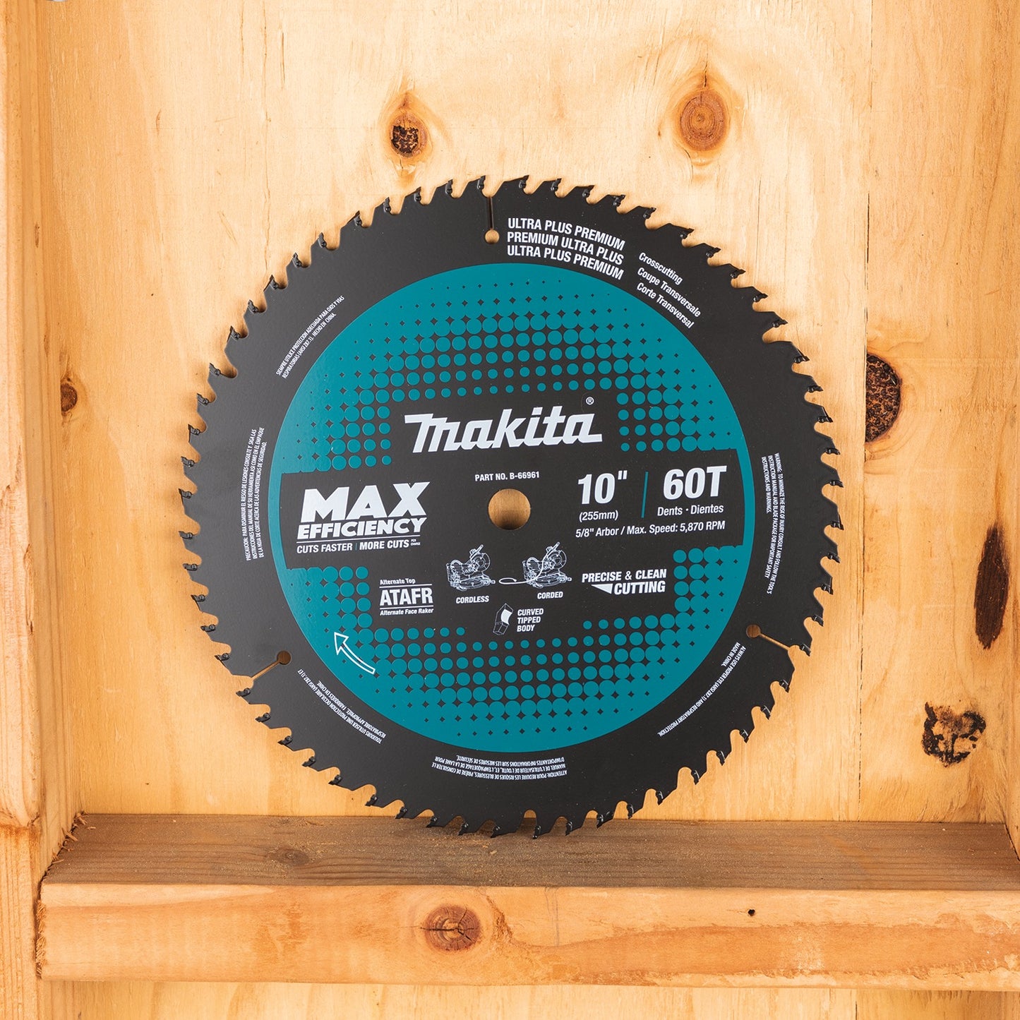 Makita B-66961 10" 60T Carbide‑Tipped Max Efficiency Miter Saw Blade