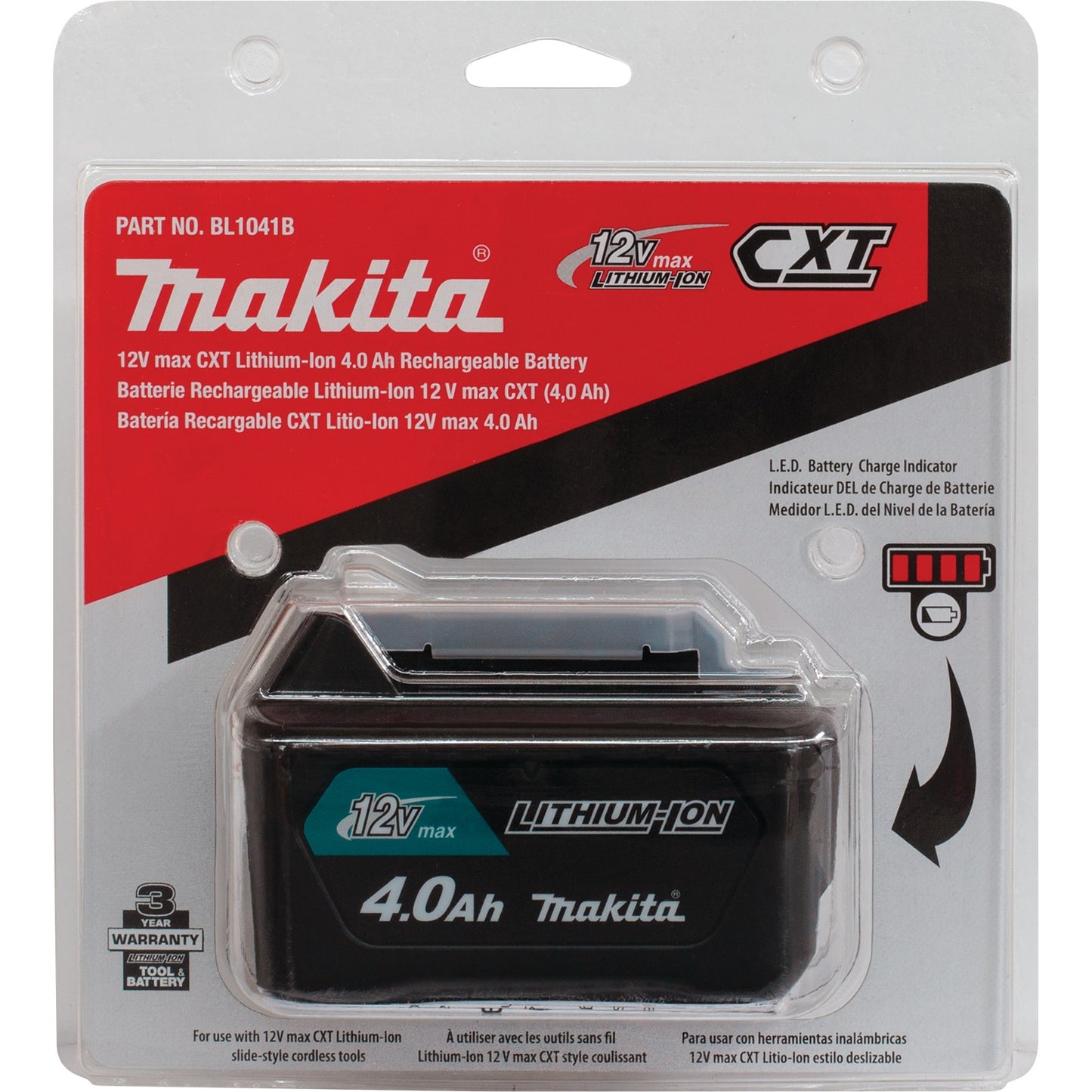 Makita BL1041B 12V max CXT® Lithium‑Ion 4.0Ah Battery