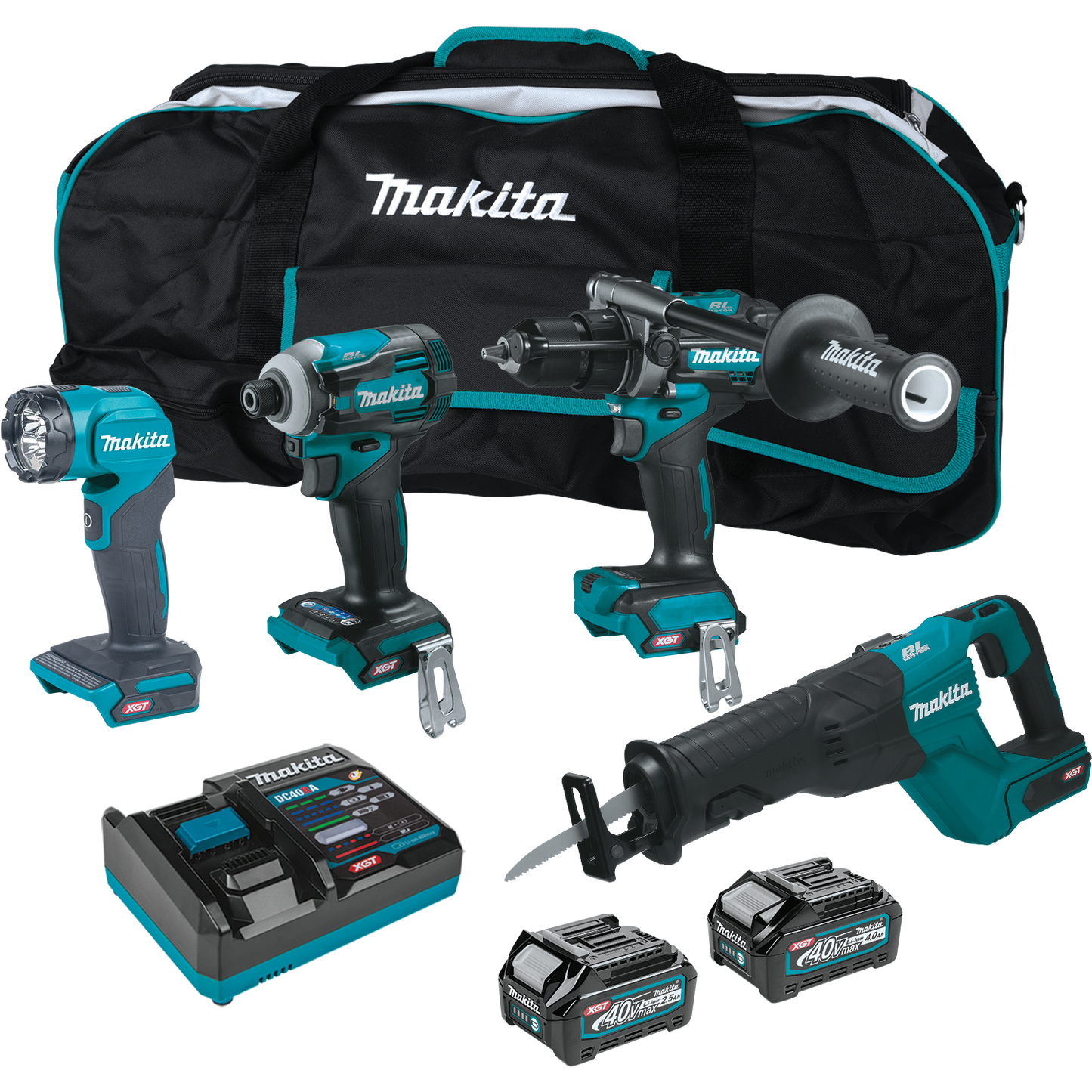 Makita GT401M1D1 40V max XGT® Brushless Cordless 4‑Pc. Combo Kit (2.5Ah/4.0Ah)