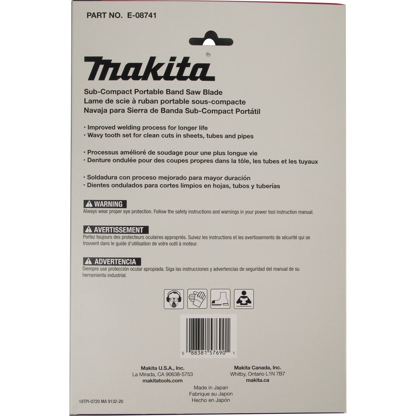 Makita E-08741 28‑3/4" 18 TPI Bi‑Metal Sub‑Compact Portable Band Saw Blade, 5/pk