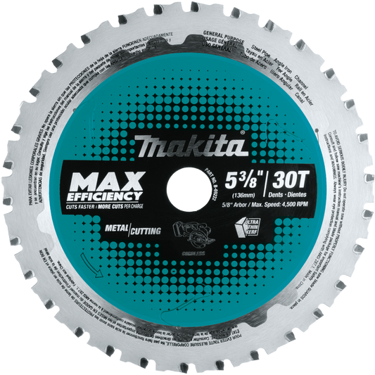 Makita B-69222 5‑3/8" 30T Carbide‑Tipped Max Efficiency Saw Blade, Metal/General Purpose