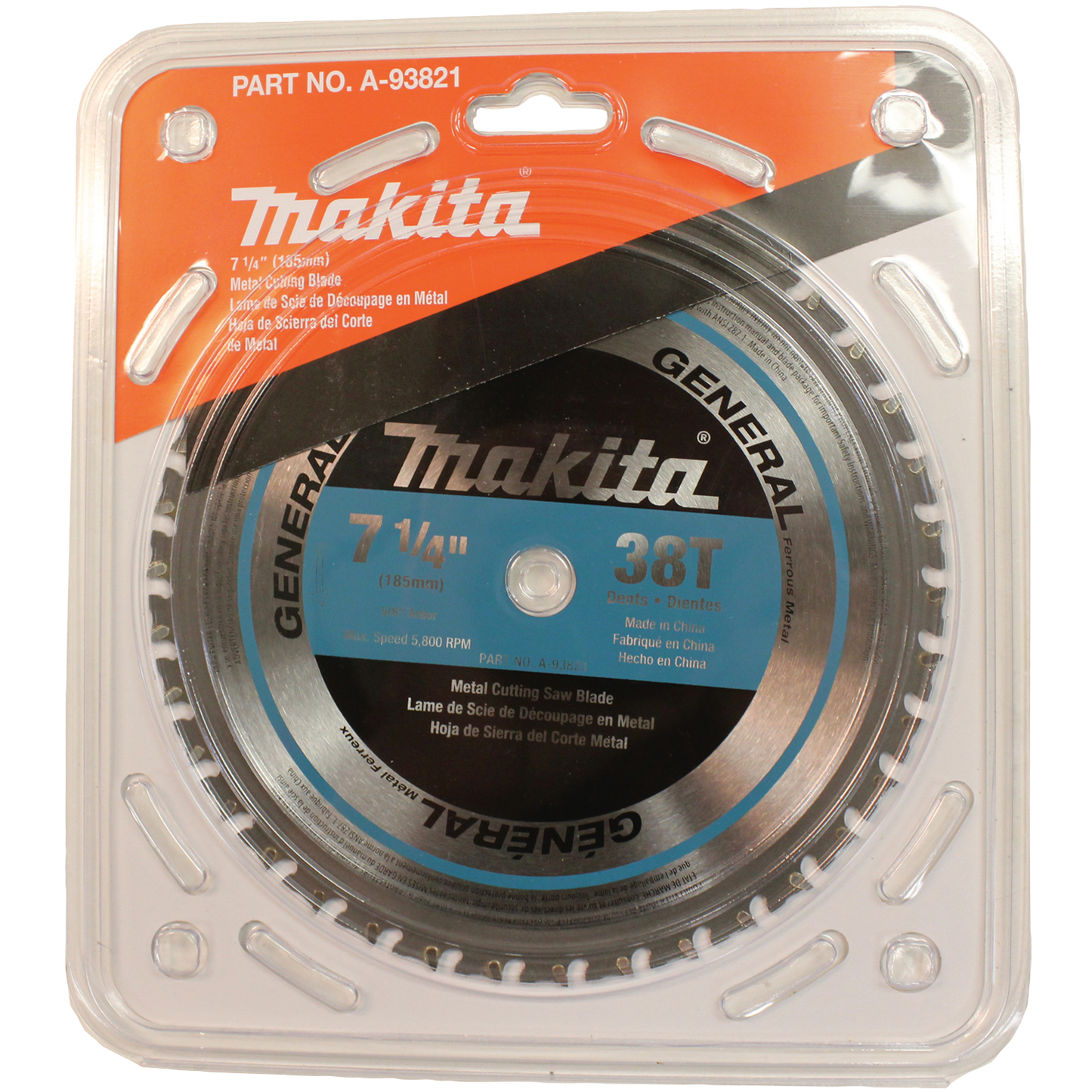 Makita A-93821 7‑1/4" 38T Carbide‑Tipped Saw Blade, Ferrous Metal