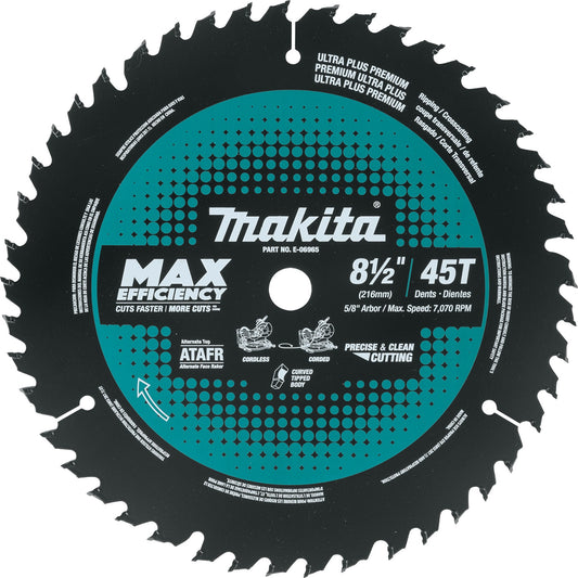 Makita E-06965 8‑1/2" 45T Carbide‑Tipped Max Efficiency Miter Saw Blade