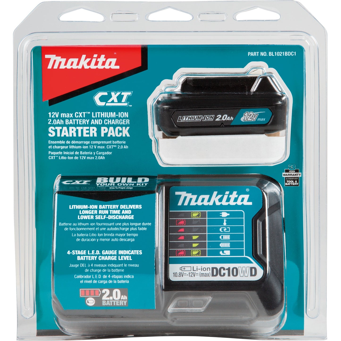 Makita BL1021BDC1 12V max CXT® Lithium‑Ion Battery and Charger Starter Pack (2.0Ah)