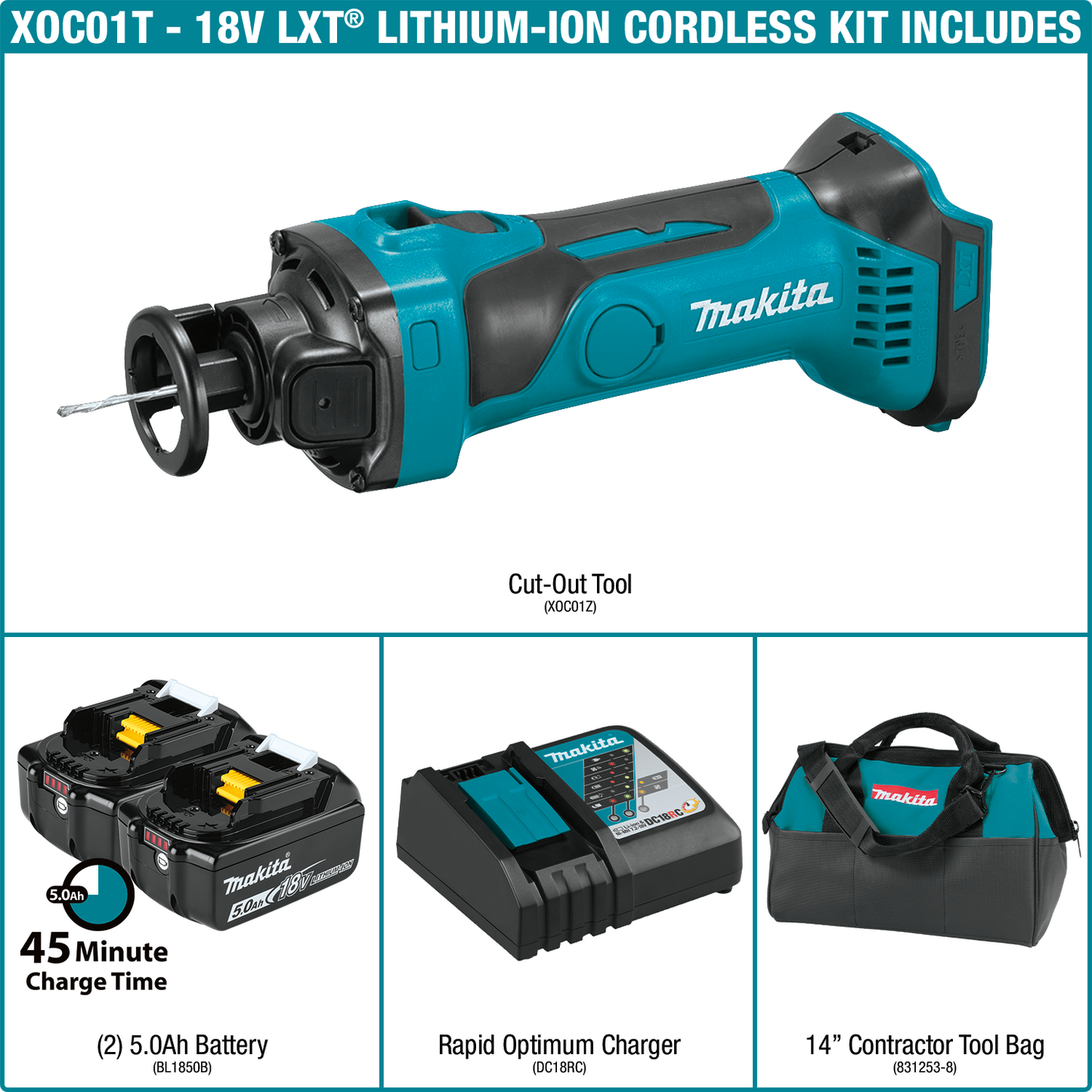 Makita XOC01T 18V LXT® Lithium‑Ion Cordless Cut‑Out Tool Kit (5.0Ah)