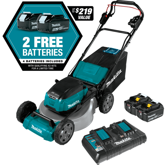 Makita XML06PT1 36V (18V X2) LXT® Brushless 18" Self‑Propelled Commercial Lawn Mower Kit with 4 Batteries (5.0Ah)