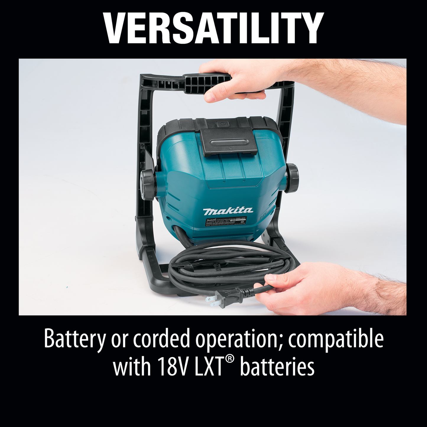 Makita DML805 18V LXT® Lithium‑Ion Cordless/Corded 20 L.E.D. Work Light, Light Only