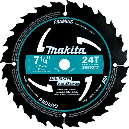 Makita A-94530-10 7‑1/4" 24T Carbide‑Tipped Ultra‑Coated Circular Saw Blade, Framing, 10/pk