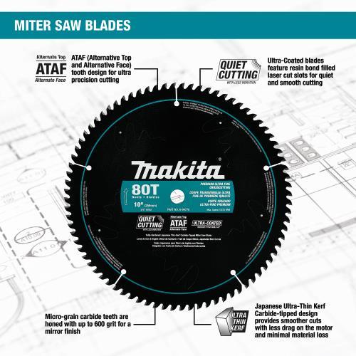 Makita A-94770 10" 80T Ultra‑Coated Miter Saw Blade